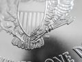 Macro close up of a pure Silver Bullion coin Royalty Free Stock Photo