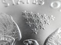 Macro close up of a pure Silver Bullion coin Royalty Free Stock Photo