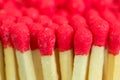 Macro close up of Red headed matches standing upright Royalty Free Stock Photo