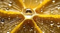 Macro close-up shot of fresh lemon slices with water splash\