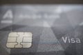 Macro close up shot of VISA bank credit card with chip