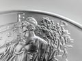 Macro Close up of a 999% Silver American Eagle Bullion Coin Royalty Free Stock Photo