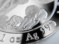 Macro Close up of a 999% Silver Bullion Coin Royalty Free Stock Photo