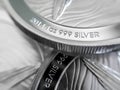 Macro Close up of a 999% Silver Bullion Coin Royalty Free Stock Photo