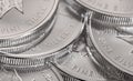 Macro Close up of a Silver Canadian Maple Leaf Bullion Coin Royalty Free Stock Photo