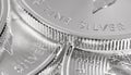 Macro Close up of a Silver Canadian Maple Leaf Bullion Coin Royalty Free Stock Photo