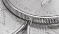 Macro Close up of a Silver Canadian Maple Leaf Bullion Coin Royalty Free Stock Photo