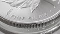 Macro Close up of a Silver Canadian Maple Leaf Bullion Coin Royalty Free Stock Photo