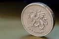 Macro Close Up of a Single British Pound Coin Royalty Free Stock Photo