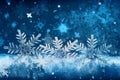 Macro close up of Snowflakes and snow borders on a blue crystal background, hight quality illustration, AI Generative Royalty Free Stock Photo