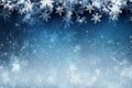 Macro close up of Snowflakes and snow borders on a blue crystal background, hight quality illustration, AI Generative Royalty Free Stock Photo