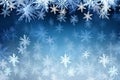 Macro close up of Snowflakes and snow borders on a blue crystal background, hight quality illustration, AI Generative Royalty Free Stock Photo