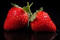 Generate AI. Macro close-up of strawberries. Fresh strawberries banner. Strawberry background. Close-up food photography. fresh st