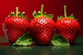 Generate AI. Macro close-up of strawberries. Fresh strawberries banner. Strawberry background. Close-up food photography. fresh st