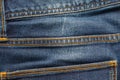 Macro, Close-up of texture details of denim blue jeans. Pattern of fabric or textile is abstract background. Royalty Free Stock Photo