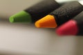 Macro close up of tip point of color pencils Royalty Free Stock Photo