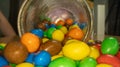 Macro close-up travel over a pile of colorful candies Royalty Free Stock Photo