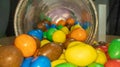 Macro close-up travel over a pile of colorful candies Royalty Free Stock Photo