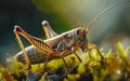 Macro close-up view of cricket grasshooper