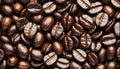 macro close up view of roasted coffee beans showing detailed texture and cracks Royalty Free Stock Photo