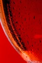 Macro close up wine glass and red or rose wine