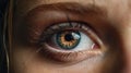 Macro close-up of a Woman\'s eye staring straight into the camera.