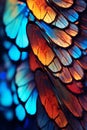 Macro butterfly wing. Closeup wing with vibrant details. AI generated.