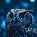 Macro closeup on a beautiful owls eyes with a cool, Generative AI