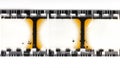 Macro closeup on blank filmstrip isolated on white with copy space Royalty Free Stock Photo