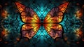 Macro closeup of Butterflies fractal flower, digital artwork for creative graphic design. Generative AI Royalty Free Stock Photo