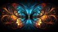 Macro closeup of Butterflies fractal flower, digital artwork for creative graphic design. Generative AI Royalty Free Stock Photo