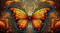 Macro closeup of Butterflies fractal flower, digital artwork for creative graphic design. Generative AI Royalty Free Stock Photo