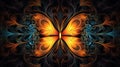 Macro closeup of Butterflies fractal flower, digital artwork for creative graphic design. Generative AI Royalty Free Stock Photo