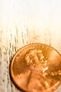 Macro Closeup of Copper Penny on Background Royalty Free Stock Photo