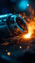 Macro Closeup of Gas Arc Welder with Brilliant Sparks of Light. Generative ai