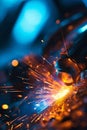 Macro Closeup of Gas Arc Welder with Brilliant Sparks of Light. Generative ai