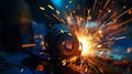 Macro Closeup of Gas Arc Welder with Brilliant Sparks of Light. Generative ai
