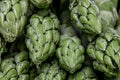 Macro closeup of green asparagus with focus on asparagus heads