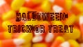 Macro closeup of Halloween traditional Candy Corn treats. Royalty Free Stock Photo