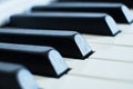Macro closeup shot of a pianos white and black keys in a shallow depth of field Royalty Free Stock Photo