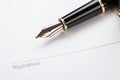 Macro closeup sign document contract pen filler