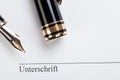 Macro closeup sign document contract pen filler Royalty Free Stock Photo