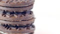 Macro closeup of stack of cookies.