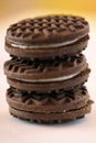 Macro closeup of stack of cookies.