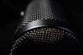 Macro Closeup of Top of Large Diaphragm Condenser Microphone Grill Laying on Side Royalty Free Stock Photo