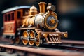 Macro closeup of a toy train