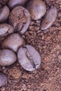 Macro coffee beans background vertical Royalty Free Stock Photo