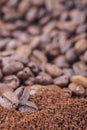Macro coffee beans background vertical Royalty Free Stock Photo