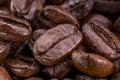 Macro of coffee beans dark brown composition