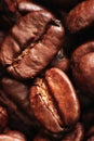 Macro coffee beans dark roasted very close Royalty Free Stock Photo